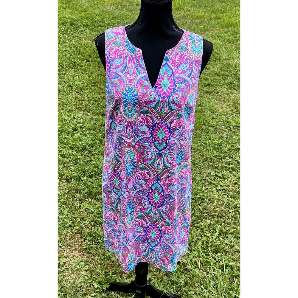 Cynthia Rowley‎ Dress Womens 8 Pink Blue Floral Paisley Sleeveless Shift Summer